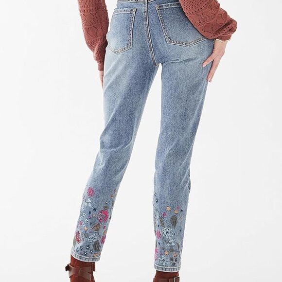 NWOT FDJ French Dressing Embroidered Floral Suzanne Pencil Ankle Jean Size 4 - Picture 3 of 11